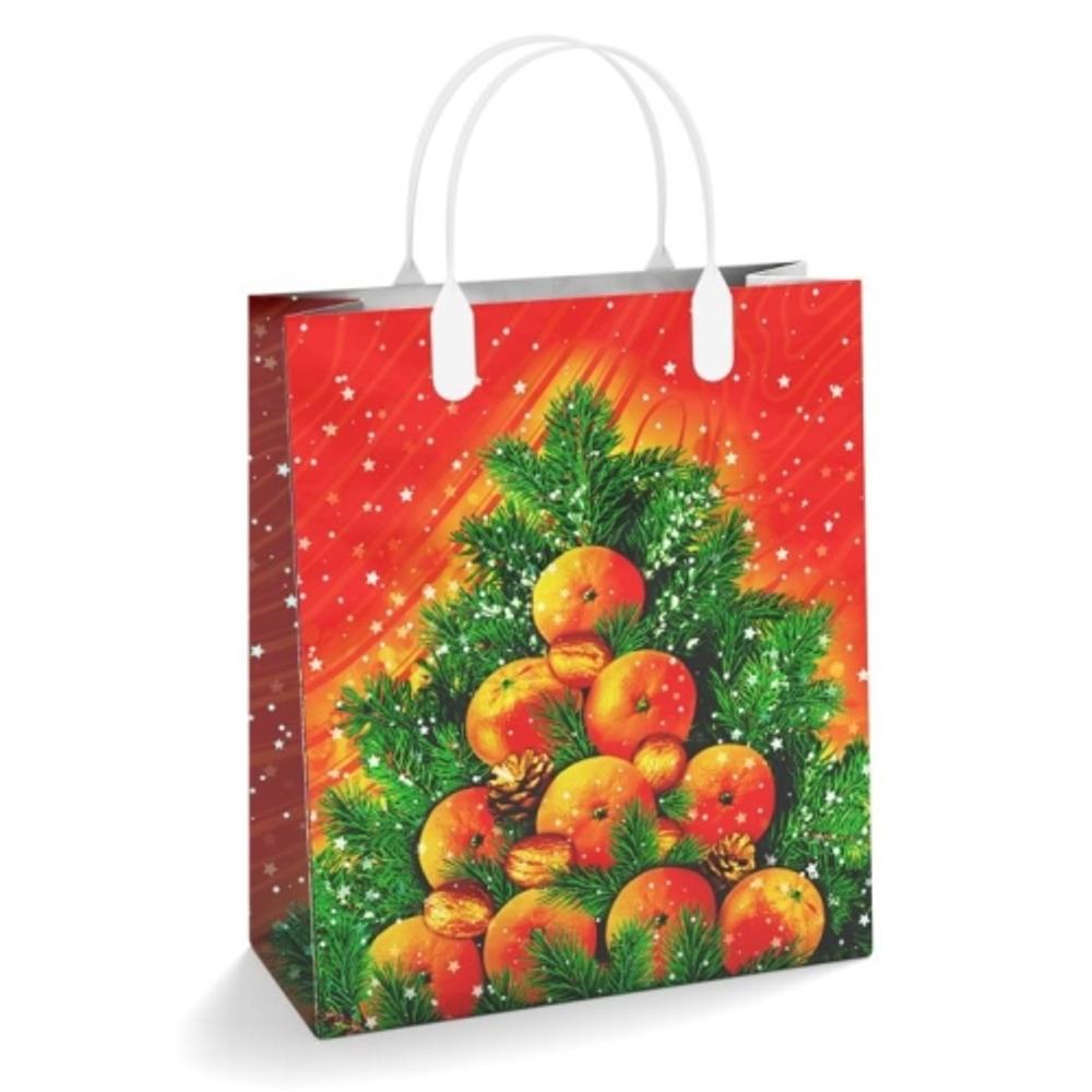 Новогодние пакеты подарочные 23x27+10см (150мкм) из мягкого пластика (1/10шт)
