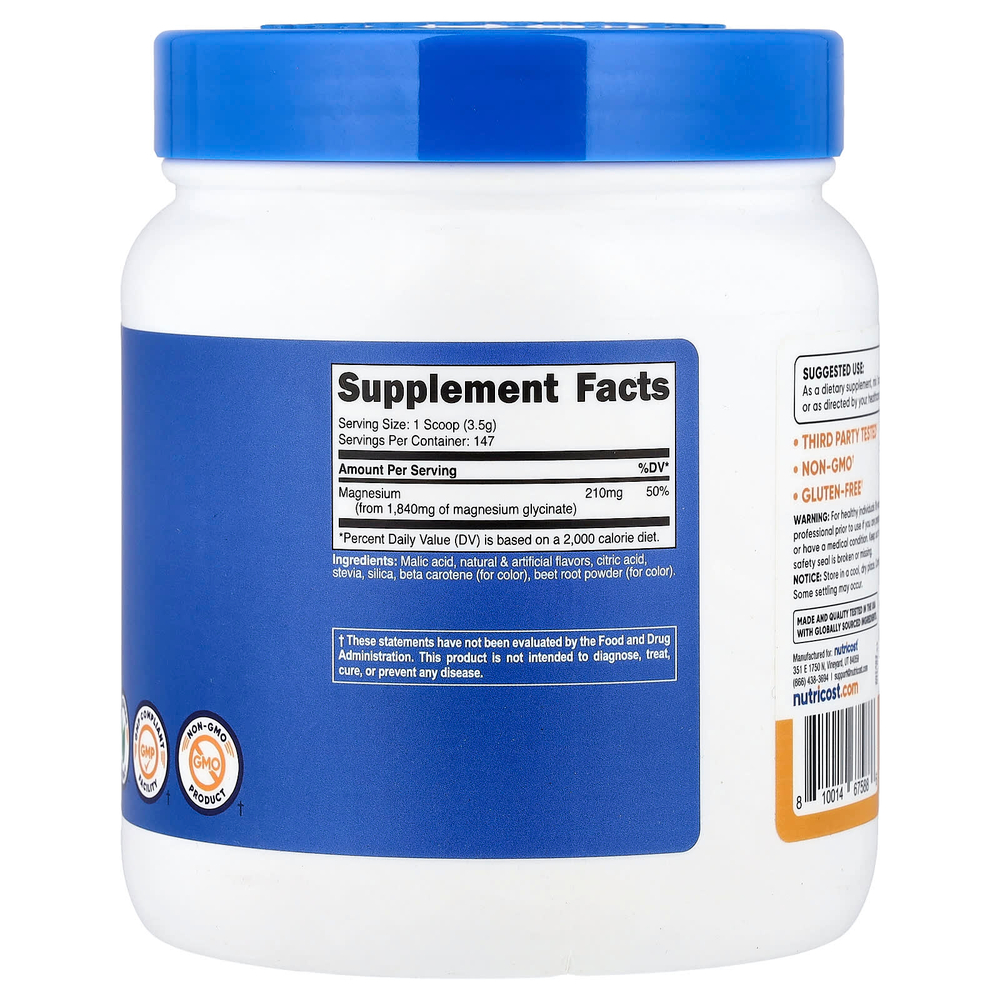 Nutricost, глицинат магния, персик и манго, 500 г (17,9 унции)