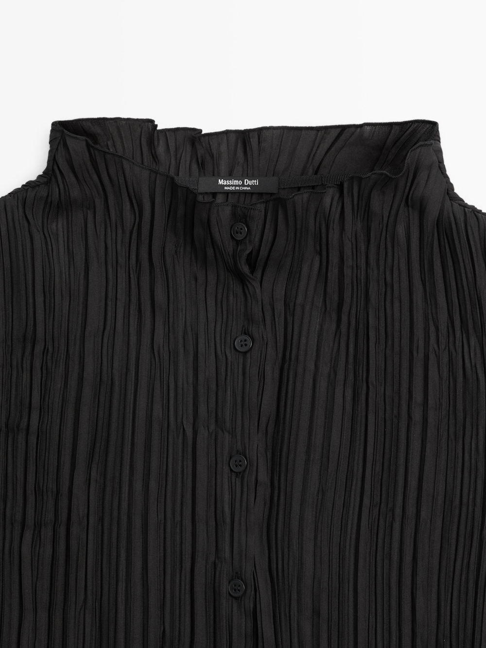 Massimo Dutti Рубашка из струящейся ткани со складками, черный