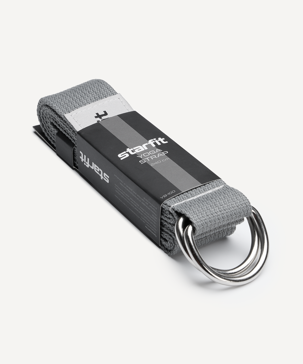 Ремень для йоги YB-100 240 см, темно-серый