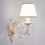 Настенный светильник 3637/1 белый с золотом / прозрачный хрусталь