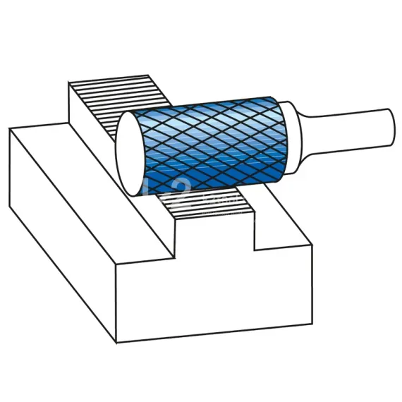 Борфреза твердосплавная Karnasch форма A (цилиндр с гладким торцом), 1,5х6х3х38 мм, универсальная насечка HP-3, покрытие Blue-Tec, арт. 11.5001-015