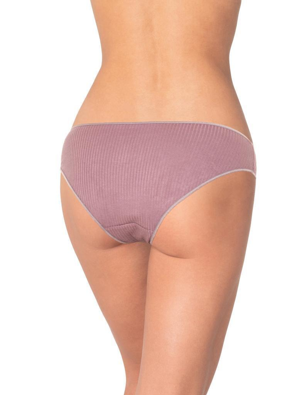 Классические трусики-слипы в рубчик (Размер: M) (Цвет: грязно-розовый)