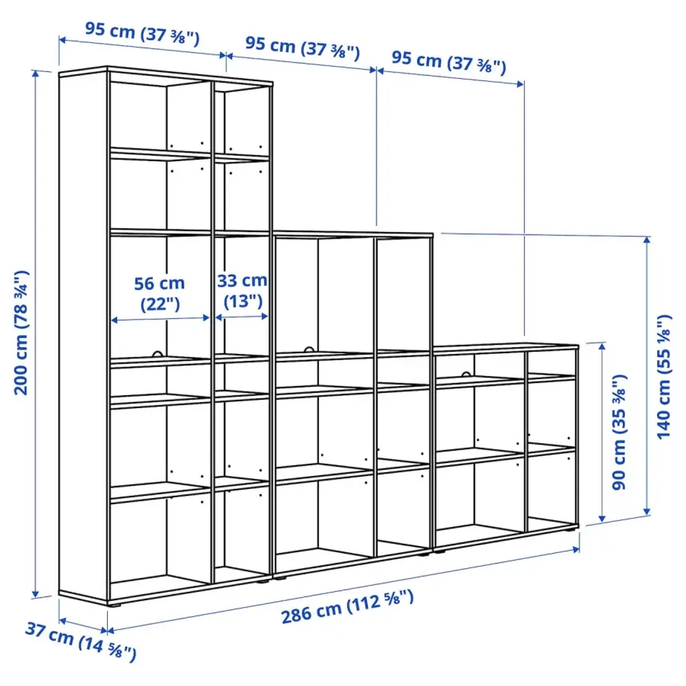 Комбинация для хранения - VIHALS  IKEA/ ВИХАЛС ИКЕА, 286х37х200 см, серый