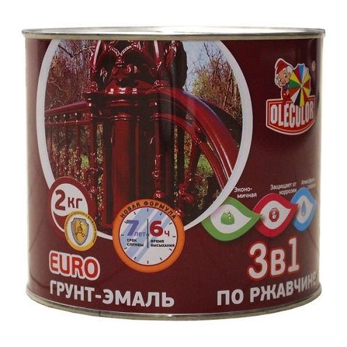 Грунт-эмаль по ржавчине красно-коричневая Olecolor 2 кг