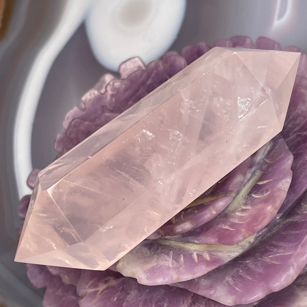 39606 Розовый кварц Кристалл двухконечный 80мм