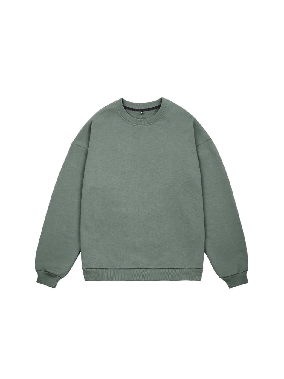 Свитшот оверсайз, без начеса (серо-зеленый)