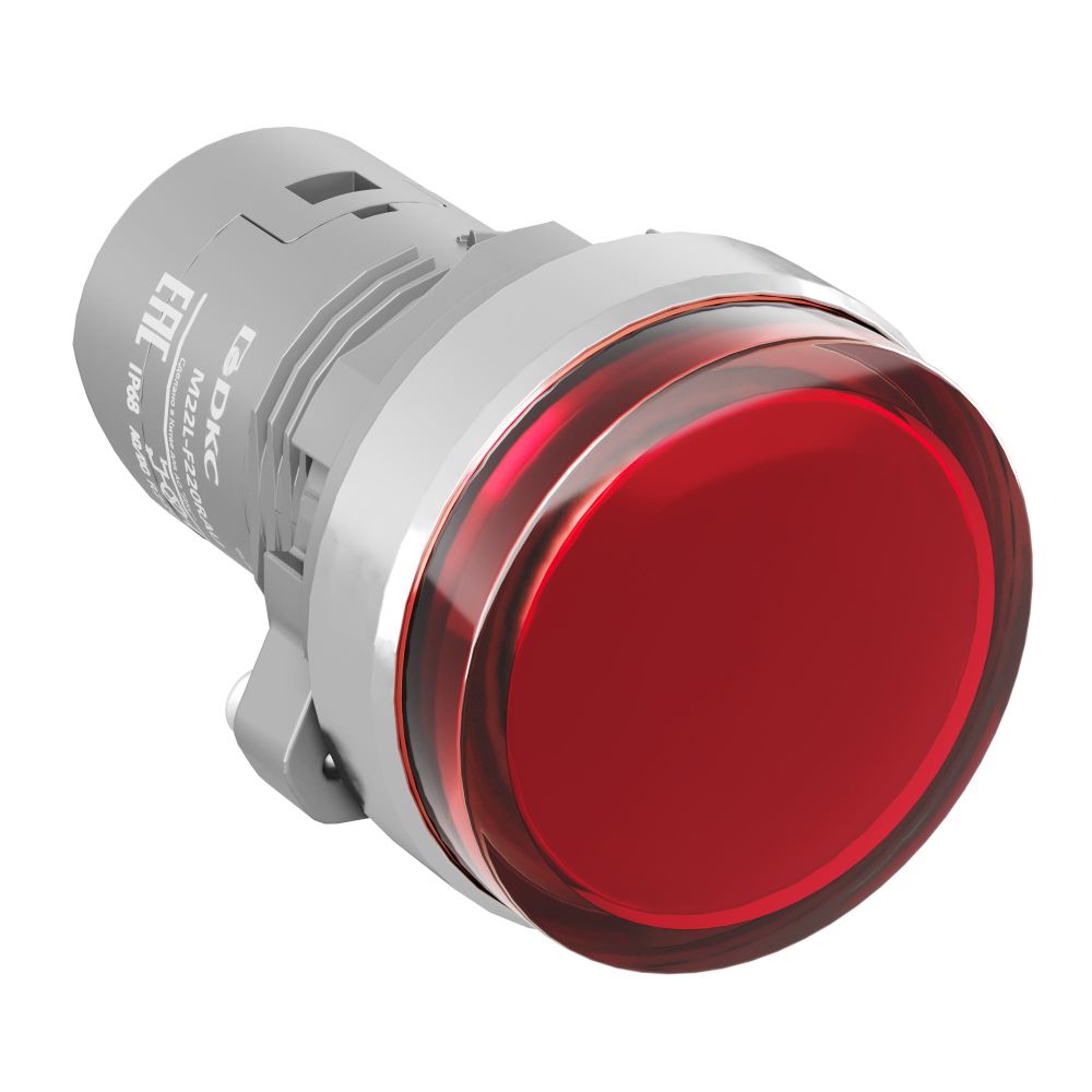 Сигнальный индикатор со встроенным диодом 220В, красный, алюминий, зажим Push-In