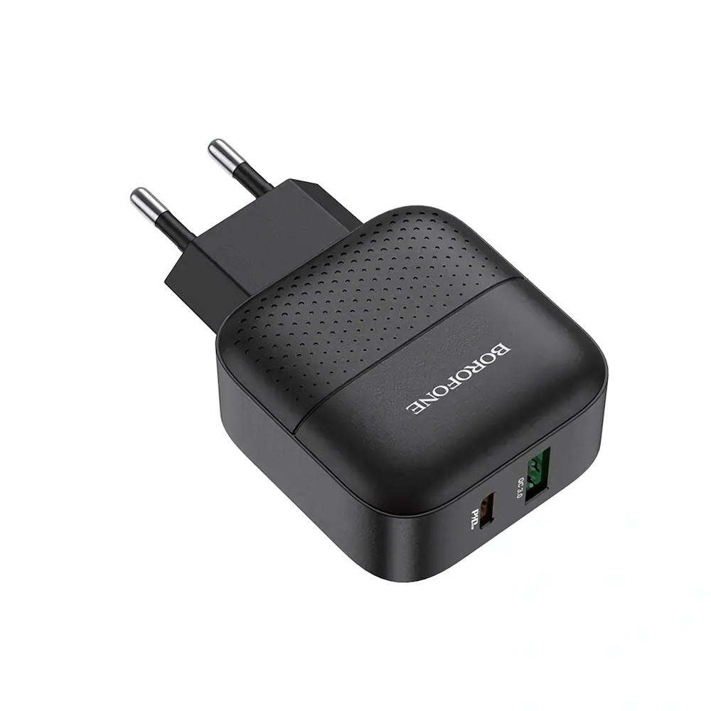 Зарядное устройство Borofone BA46A PD18W+QC3.0 3A Type-C+USB Black