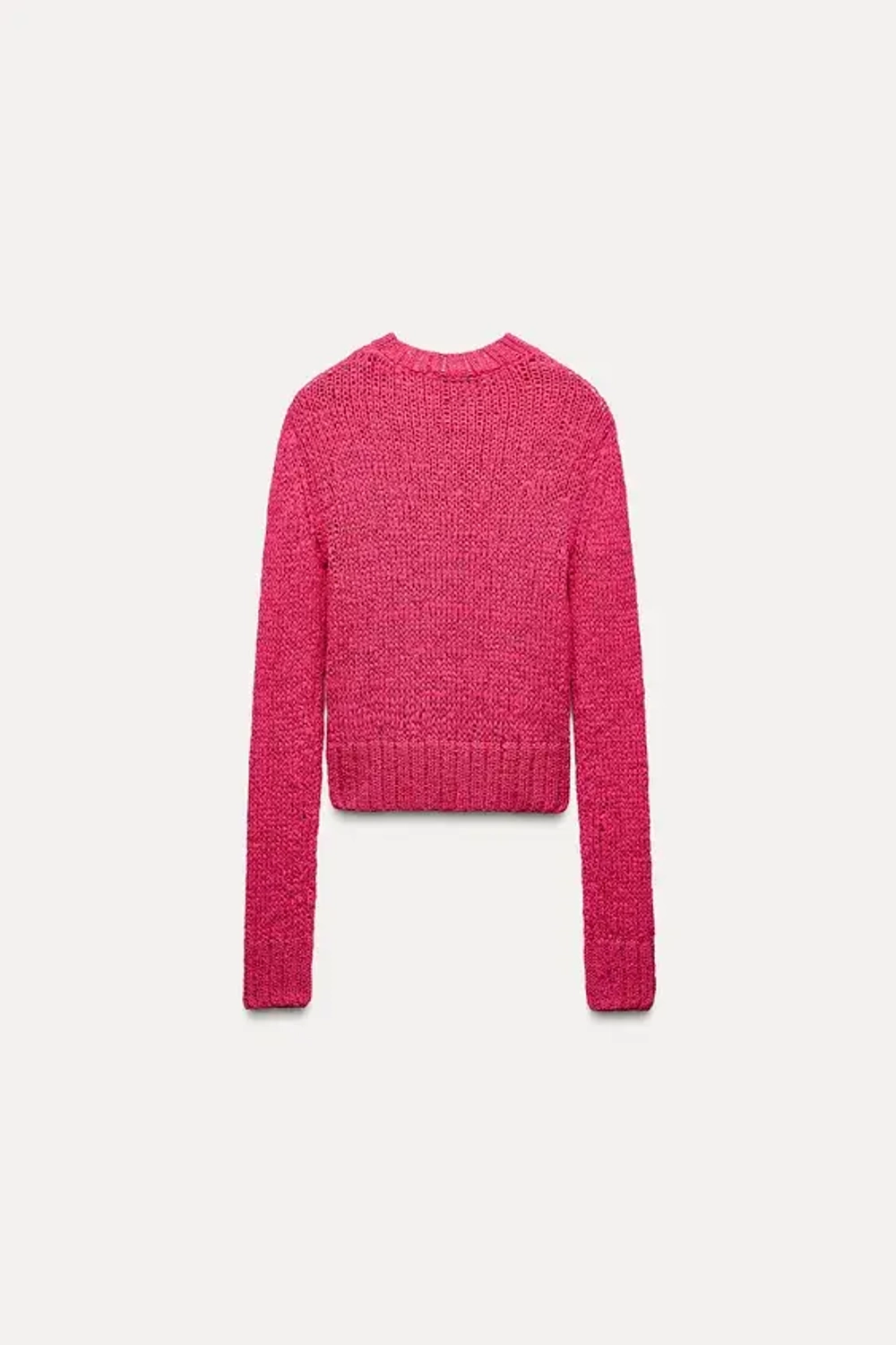 ZARA СВИТЕР В СТИЛЕ РУСТИК, ЦВЕТ ФУКСИИ