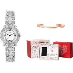 KANGOL Turn Of Fortune Baby"s Breath Quartz Movement Metal Strap Watch Women"s Watch White Dial