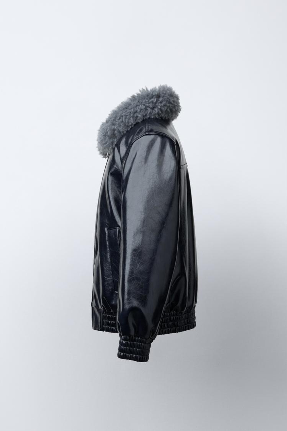 ZARA БОМБЕР С ВОРОТНИКОМ С ИСКУССТВЕННЫМ МЕХОМ, МОРСКОЙ СИНИЙ