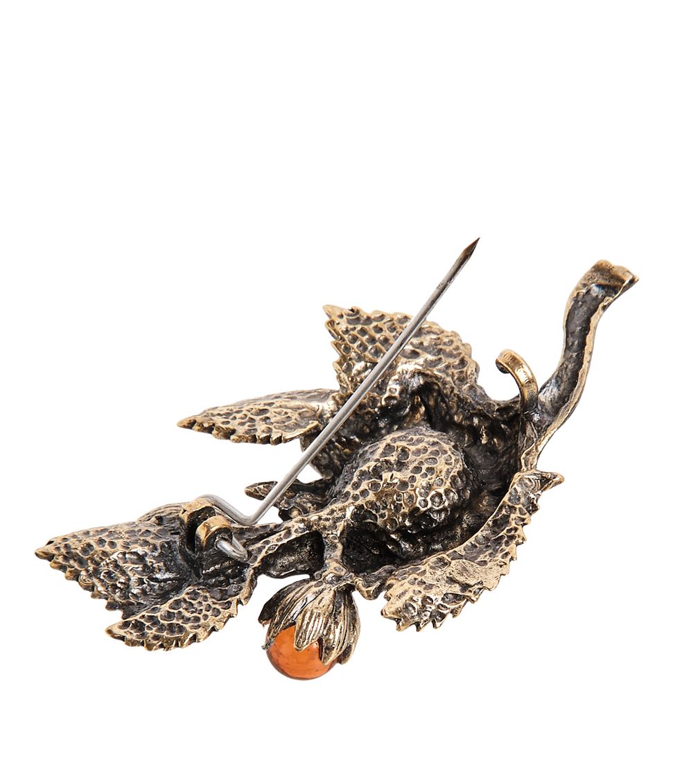 AM-2350 Брошь «Лето» (латунь, янтарь)