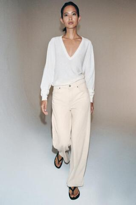 ZARA ДЖИНСЫ ZW COLLECTION LOOSE BARREL СО СРЕДНЕЙ ПОСАДКОЙ, ЭКРЮ