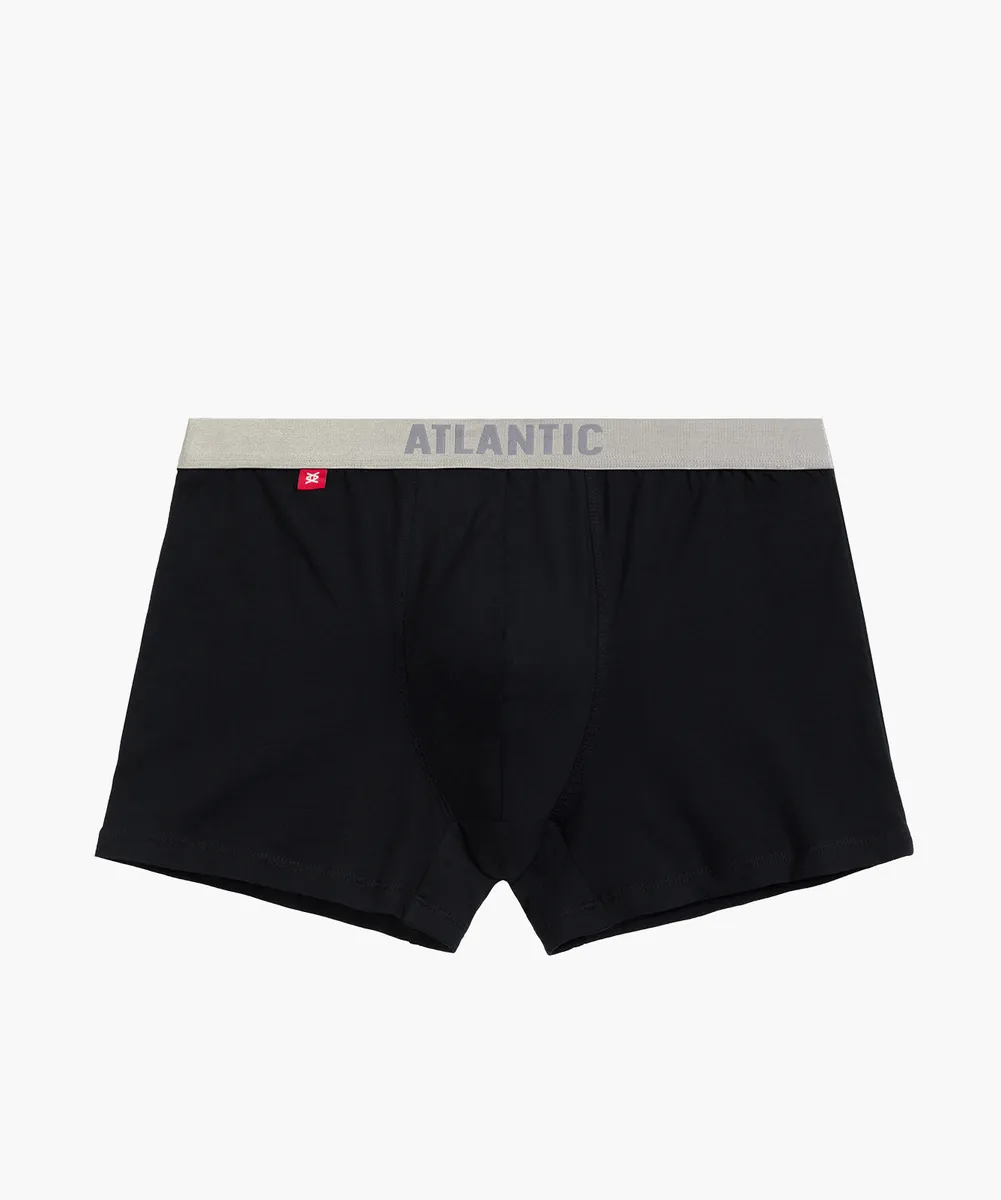 Мужские трусы шорты Atlantic, 1 шт. в уп., пима хлопок, черные, Basic BMH-012