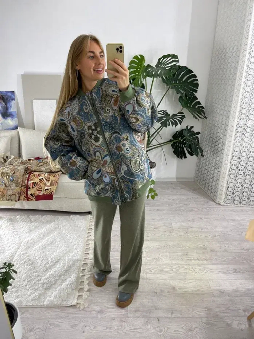 Куртка-бомбер (цвет сине-зеленый)