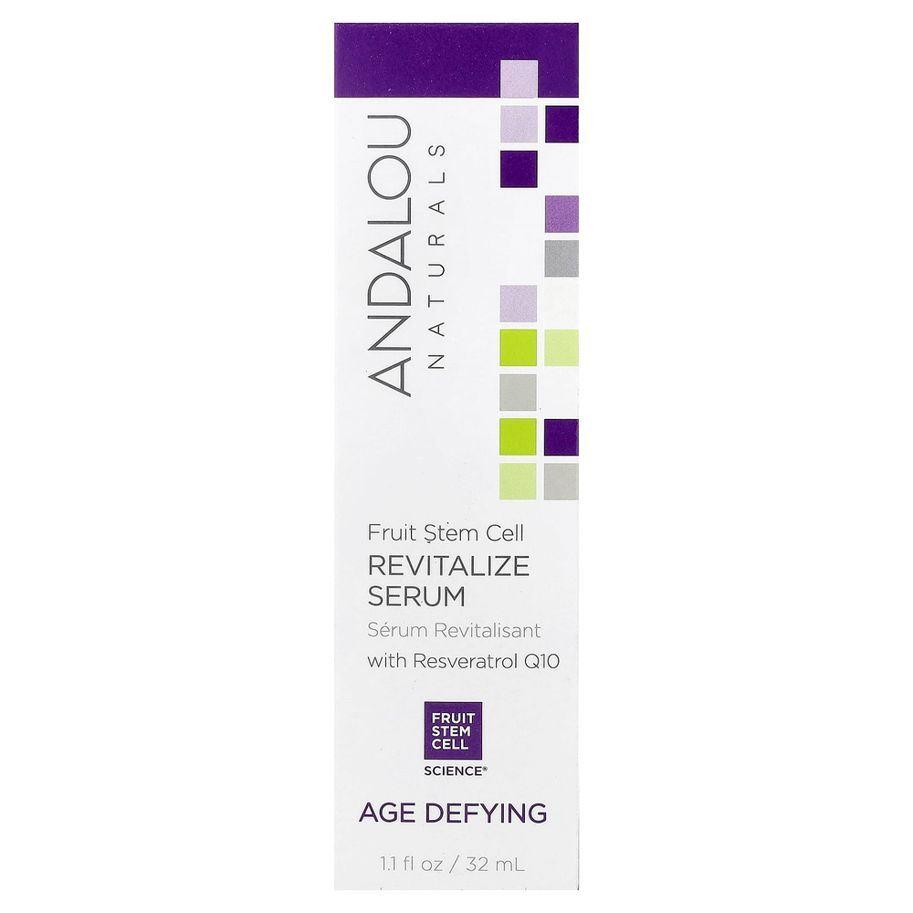 Andalou Naturals, Восстанавливающая сыворотка с ресвератролом и Q10, антивозрастная, 1,1 мл (32 мл)