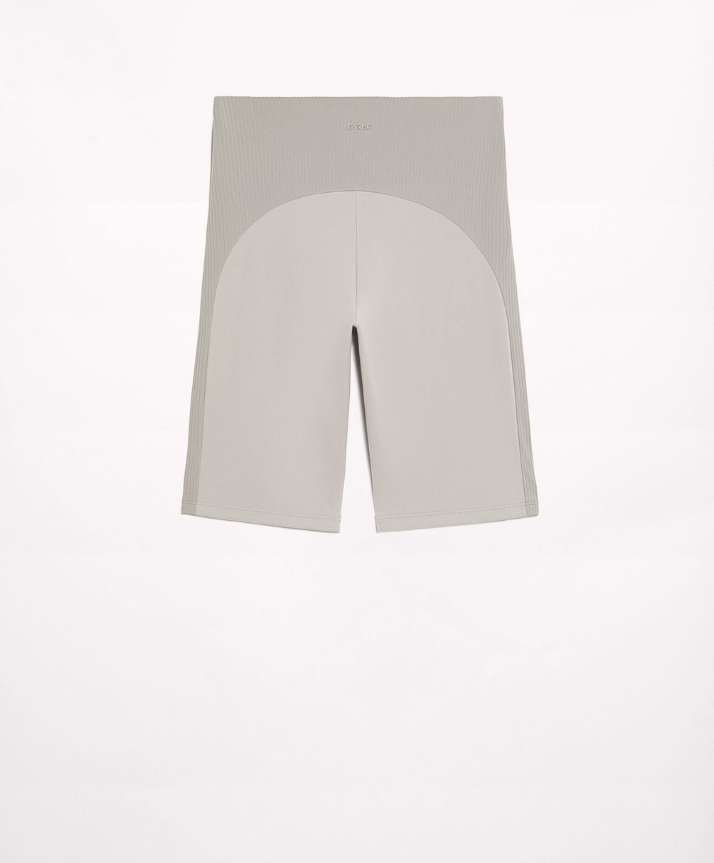 OYSHO Велосипедки Comfortlux в рубчик с высокой посадкой длиной 20 см, серый