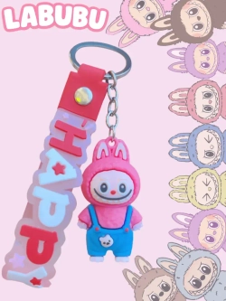 Брелок игрушка Лабубу в комбинезоне Фуксия