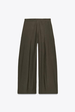 ZARA БРЮКИ С ЗАЩИПАМИ С ПЕРЕДИ — ZW COLLECTION, СЕРО-КОРИЧНЕВЫЙ