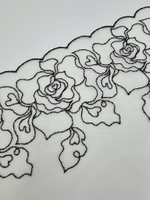 Вышивка на сетке светло-салатовый/чёрный К659 правая