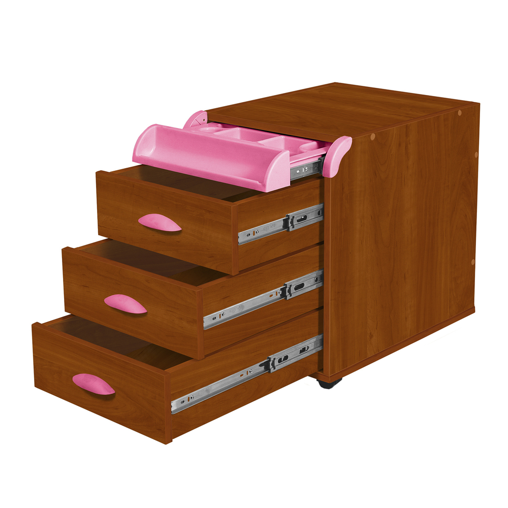 Тумба Дэми на колёсиках с 3 ящиками и органайзером для канцелярии (ТУВ.06)