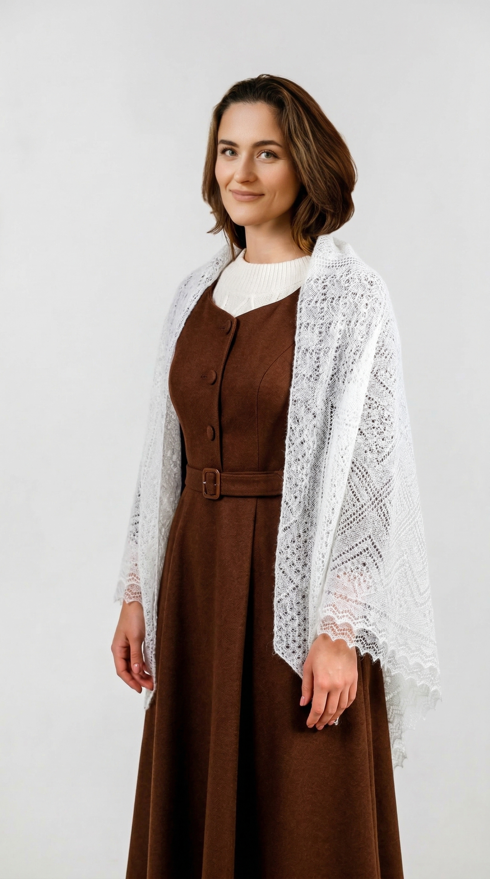 Оренбургский пуховый платок-паутинка А130-02 экрю