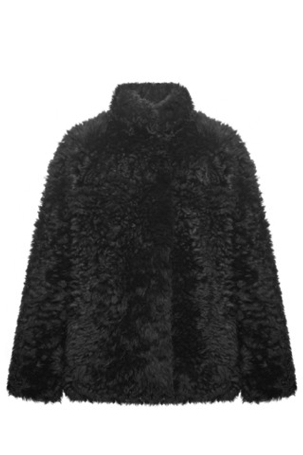 Чёрная шуба с воротником