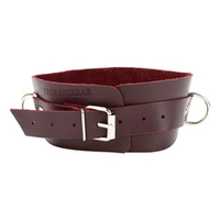 Бордовый широкий кожаный ошейник с кольцом БДСМ Арсенал Lady's Arsenal Maroon Collar 67008