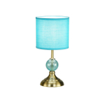 Настольный светильник 1x40Вт E14, металл/ткань/стекло, бронза/голубой