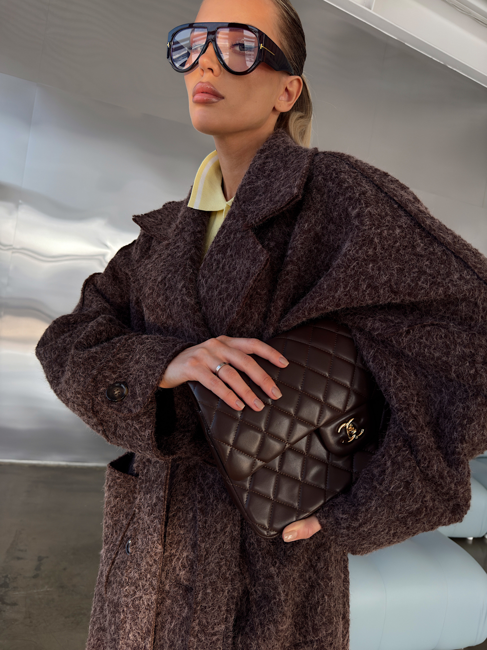 Пальто оверсайз из буклированной шерсти