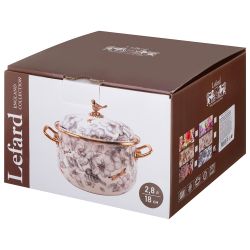 КАСТРЮЛЯ ЭМАЛИРОВАННАЯ LEFARD С КРЫШКОЙ, СЕРИЯ ROYAL GARDEN 2,8Л, ДИА.18СМ ПОДХОДИТ ДЛЯ ИНДУК.ПЛ