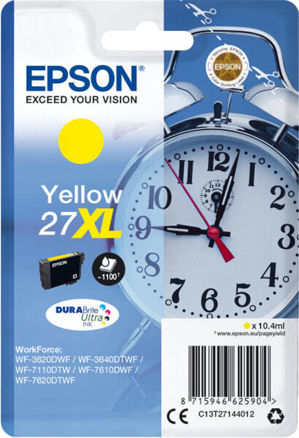 Epson Alarm clock C13T27144022 струйный картридж Подлинный Желтый 1 шт