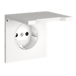 Накладка для розетки с заземлением, защитными шторками и крышкой, S70 (белый матовый)