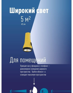 Светодиодный фонарь КОСМОС ручной KOC119B 0,5Вт LED +4SMD 1Вт, на 1xR06  батарейке (в комплекте нет)