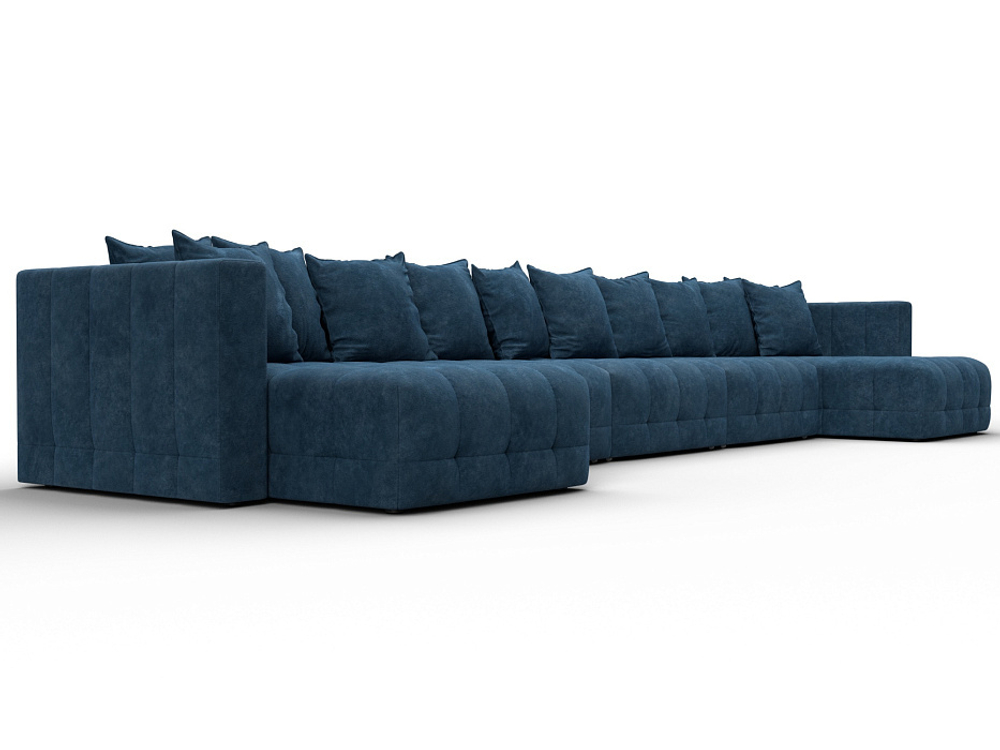 Диван П-образный Лига-052 НПБ МегаЛонг, BRUT 11 ВЕЛЮР синий