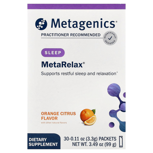 Metagenics, MetaRelax®, со вкусом апельсина и цитруса, 30 пакетиков по 3,3 г (0,11 унции)