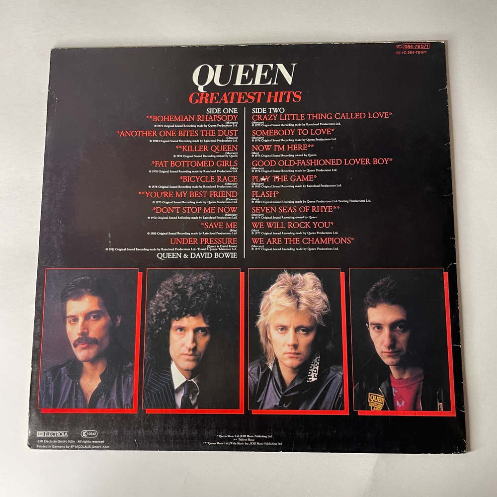 Винтажная виниловая пластинка LP Queen Greatest Hits (Германия 1982) Bohemian Rhapsody