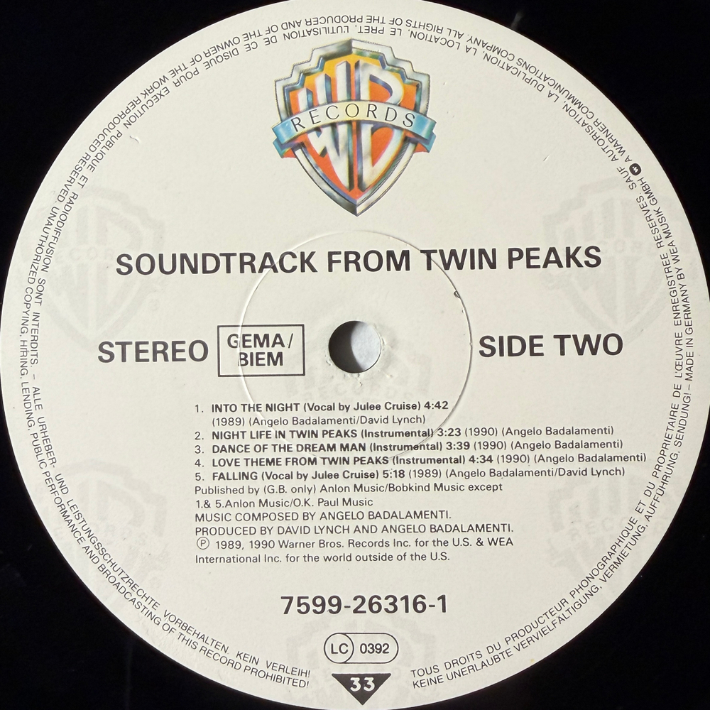 Twin Peaks - Original soundtrack (Германия 1990г.)