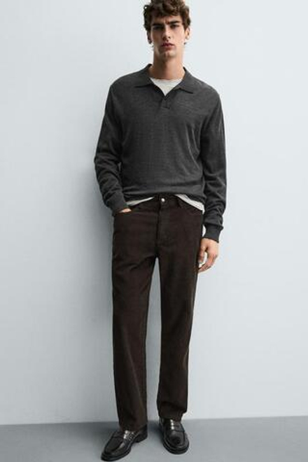 ZARA ВЕЛЬВЕТОВЫЕ БРЮКИ REGULAR FITНЕВЫЙ, КОРИЧНЕВЫЙ