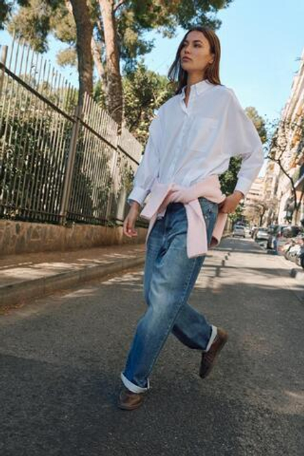 ZARA ДЖИНСЫ Z.07 RELAXED FIT СО СРЕДНЕЙ ПОСАДКОЙ И ОТВОРОТАМИ, СИНИЙ