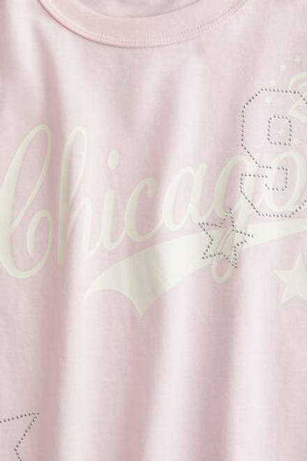 H&M Футболка оверсайз с принтом, светло-розовый