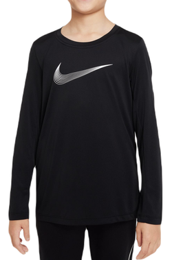 Футболка для мальчика теннисная Nike Dri-Fit Long Sleeve Training Top - black/white