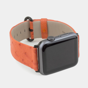 Ремешок для Apple Watch 44/45/46 mm из кожи страуса, оранжевого цвета