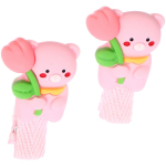 Зажимы для волос детские 2 шт «РОЗОВОЕ ОБЛАКО», мишутка с тюльпаном, цвет как на фото, 2*3,5см