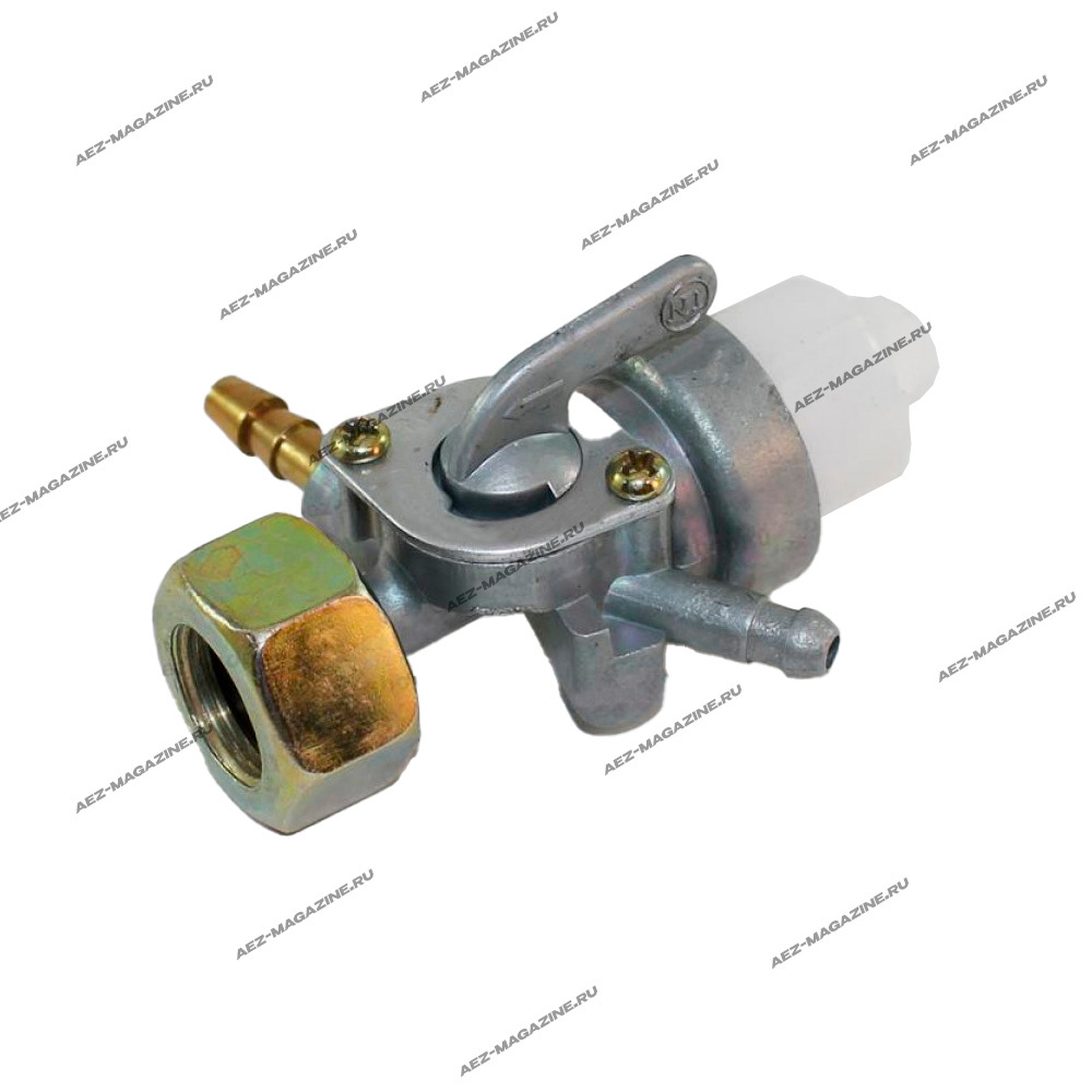 Краник бака бензогенератора, внутренняя резьба M16, с отстойником и 2 трубками