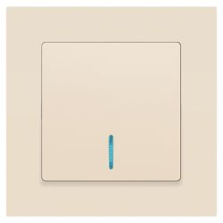 Выключатель Intro Accent 6-102-02 с подсветкой, 10А-250В, IP20, СУ, AL/CU, слоновая кость | Intro