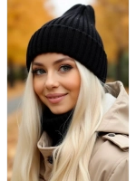 шапка вязаная теплая зимняя с отворотом стильная