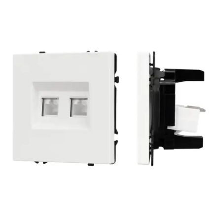Механизм сдвоенной компьютерной розетки SCT-NOBE-MPC2-SFPL-WH (RJ-45, CAT6) (Arlight, Белый кварц) 054312