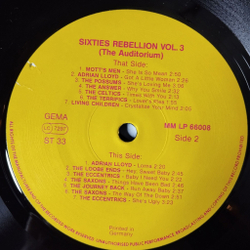 Винтажная виниловая пластинка LP Сборник Sixties Rebellion Vol. 3 (The Auditorium) (Germany 1993)